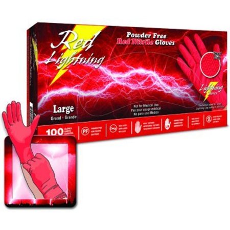 ATLANTIC SAFETY PRODUCTS NITRLE RED LIGHTNING PF MED 100/BX LGRL-M